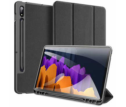 Husa Tableta Piele - Poliuretan DUX DUCIS Domo pentru Samsung Galaxy Tab S7 Plus T970 / Samsung Galaxy Tab S7 Plus T976, Neagra