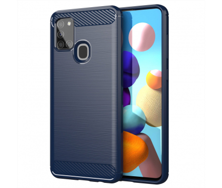 Husa TPU OEM Carbon pentru Samsung Galaxy A21s, Bleumarin
