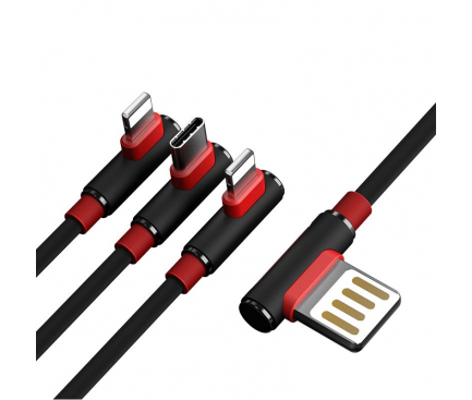 Cablu Incarcare Proda Sparta, USB - 2 x Lightning / USB Type C Elbow PD-B11th, 5A, 1 m, Negru