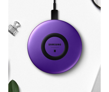 Incarcator Retea Wireless Samsung BTS Edition, Fast Charge, Violet, Blister EP-P1100REEGEU 
