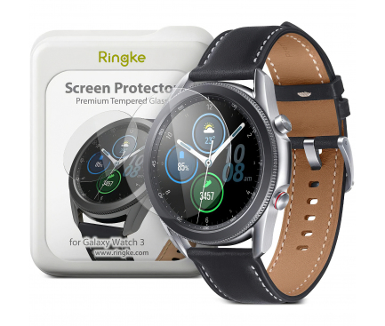 Folie Protectie Ecran Ringke pentru Samsung Galaxy Watch3 41mm, Sticla Securizata, Set 4 buc IGSG0010