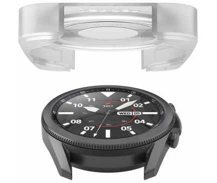 Folie Protectie Ecran Spigen pentru Samsung Galaxy Watch3 41mm, Sticla securizata, EZ FIT, Set 2buc, Blister AGL01844 