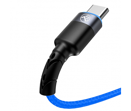 Cablu Date si Incarcare USB la USB Type-C Tellur LED, 3A, 1.2 m, Albastru TLL155344