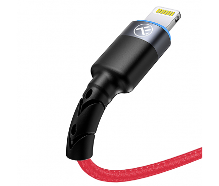 Cablu Date si Incarcare USB la Lightning Tellur LED, 3A, 1.2 m, Rosu TLL155354