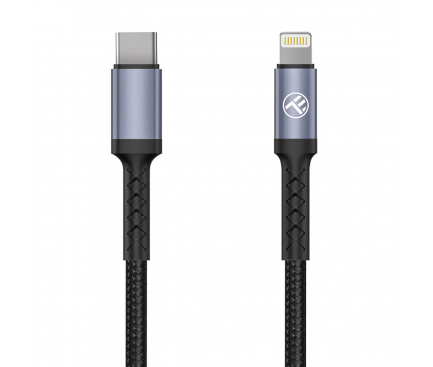 Cablu Date si Incarcare USB Type-C la Lightning Tellur, 18W, 1 m, Negru TLL155384