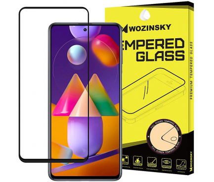 Folie Protectie Ecran WZK pentru Samsung Galaxy M51, Sticla securizata, Full Face, Full Glue Neagra