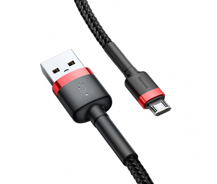 Cablu Date si Incarcare USB la MicroUSB Baseus Cafule, 1 m, Negru Rosu CAMKLF-B91