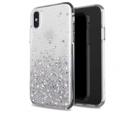 Husa TPU WZK Star Glitter Shining pentru Apple iPhone 12 Pro Max, Transparenta, Blister 