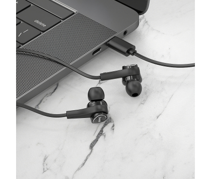 Handsfree Casti In-Ear HOCO M67 Passion, Cu microfon, USB Type-C, Negru