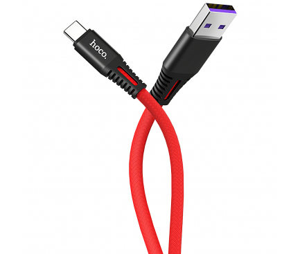Cablu Date si Incarcare USB la USB Type-C HOCO X22, 1 m, 5A, Negru Rosu, Blister 