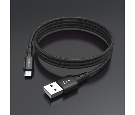 Cablu Date si Incarcare USB-A - microUSB Borofone BX20, 18W, 1m, Negru