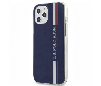 Husa pentru Apple iPhone 12 Pro Max, U.S. Polo, Tricolor Vertical Stripes, Bleumarin USHCP12LPCUSSNV