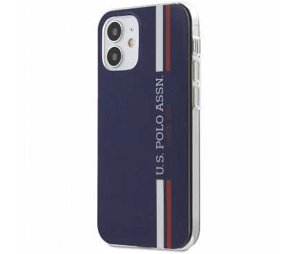 Husa pentru Apple iPhone 12 / 12 Pro, U.S. Polo, Tricolor Vertical Stripes, Bleumarin USHCP12MPCUSSNV