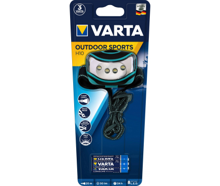 Lanterna Varta, Frontala Outdoor, LEDx4, 3AAA, Neagra