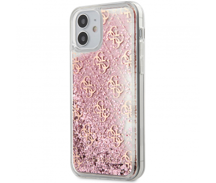 Husa Plastic - TPU Guess 4G Liquid Glitter pentru Apple iPhone 12 Pro Max, Roz GUHCP12LLG4GSPG