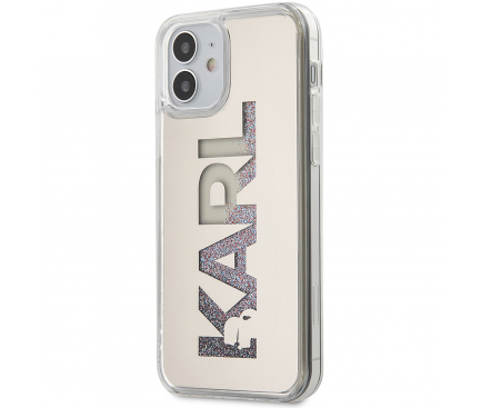 Husa TPU Karl Lagerfeld Liquid Glitter Multi Mirror pentru Apple iPhone 12 mini, Argintie KLHCP12SKLMLGR
