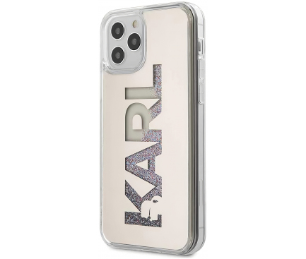 Husa TPU Karl Lagerfeld Liquid Glitter Multi Mirror pentru Apple iPhone 12 Pro Max, Argintie KLHCP12LKLMLGR