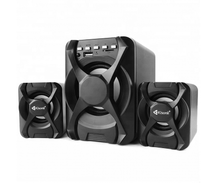 Boxa Bluetooth Kisonli U-2500BT, Sistem audio 2.1, 5 W + 2 x 3 W, Neagra