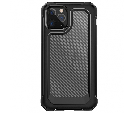 Husa Plastic - TPU OEM Carbon Tough Armor pentru Apple iPhone 11 Pro, Neagra Transparenta