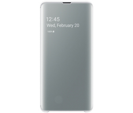 Husa Poliuretan Samsung Galaxy S10 5G G977, Clear View Cover, Alba, Resigilat, Blister EF-ZG977CW 