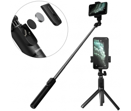 Selfie Stick Baseus cu Trepied Telescopic si Declansator Camera Bluetooth, Negru SUDYZP-F01 