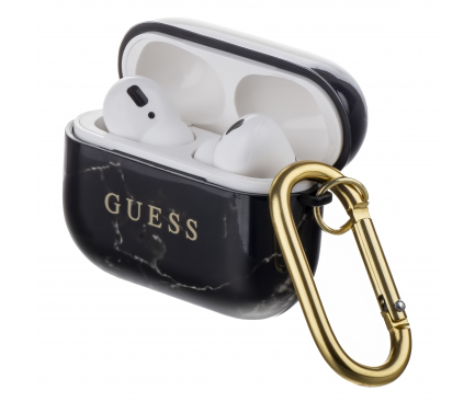 Husa Protectie Casti Guess Marble pentru Apple AirPods Pro, Neagra GUACAPTPUMABK