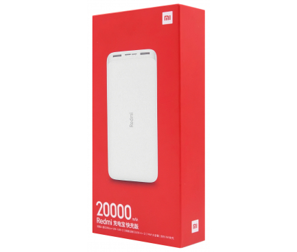Baterie Externa Powerbank Xiaomi Redmi PB200LZM, 20000 mA, Standard Charge 5V - Quick Charge 2 - Quick Charge 3, 2 x USB, 18W, Alba