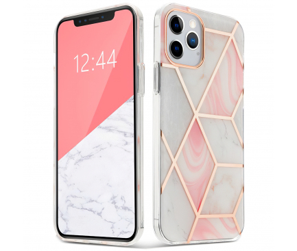 Husa TPU Tech-Protect Marble pentru Apple iPhone 12 mini, Roz