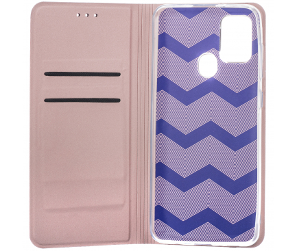 Husa Piele OEM Smart Skin pentru Samsung Galaxy A21s, Roz Aurie
