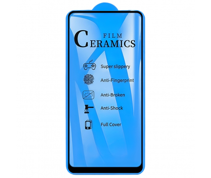 Folie Protectie Ecran OEM pentru Samsung Galaxy A21 / Samsung Galaxy A21s, Plastic, Full Face, Full Glue, 2.5D, Neagra, Ceramic