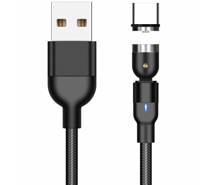 Cablu Incarcare USB la USB Type-C OEM Magnetic Rotate, L, 2m, 2A, Negru