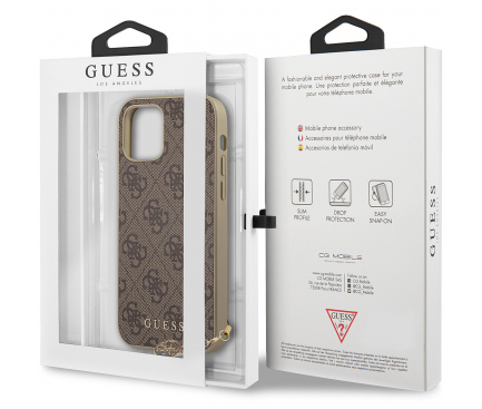 Husa TPU Guess 4G Charms Collection pentru Apple iPhone 12 mini, Maro GUHCP12SGF4GBR