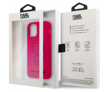 Husa TPU Karl Lagerfeld Iconic Outline pentru Apple iPhone 12 mini, Roz KLHCP12SSILFLPI