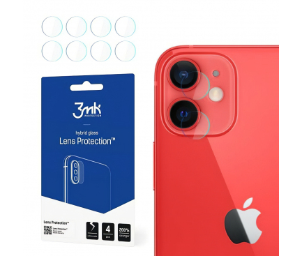 Folie Protectie Camera spate 3MK pentru Apple iPhone 12 mini, Set 4 buc, Plastic