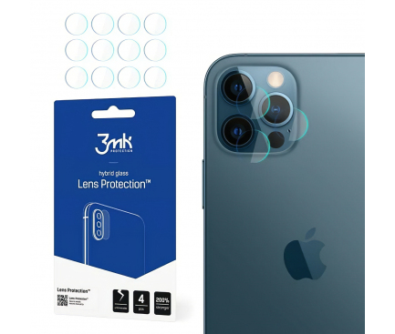Folie Protectie Camera spate 3MK pentru Apple iPhone 12 Pro Max, Set 4 buc, Plastic
