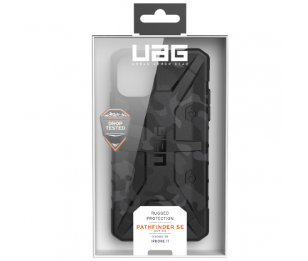 Husa Plastic Urban Armor Gear Pathfinder pentru Apple iPhone 11, Neagra (Midnight Camo), Blister 