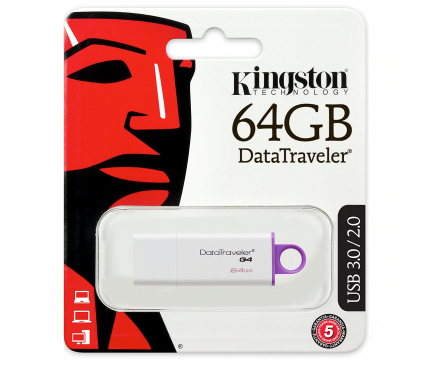 Memorie Externa Kingston G4, 64Gb, USB 3.0, Alba DTIG4/64GB