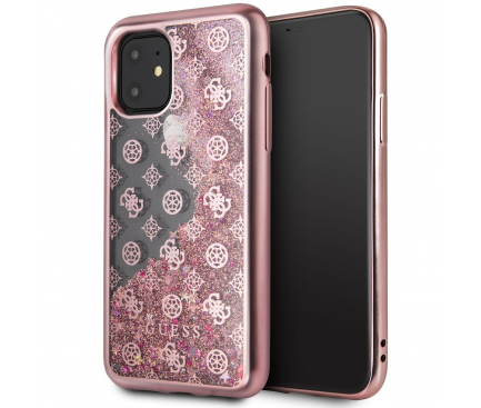 Husa Plastic - TPU Guess 4G Peony Glitter pentru Apple iPhone 11 Pro, Roz GUHCN58PEOLGP