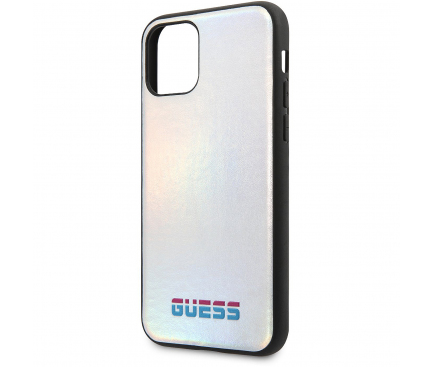 Husa TPU - Piele Guess Iridescent pentru Apple iPhone 11 Pro Max, Argintie GUHCN65BLD