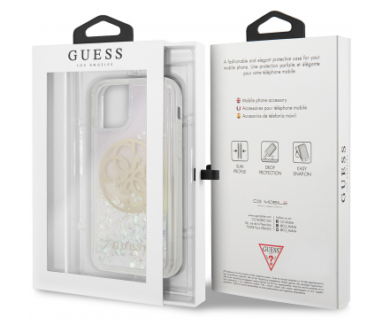 Husa Plastic - TPU Guess Glitter Circle pentru Apple iPhone 11 Pro Max, Roz Aurie GUHCN65LGIRGP