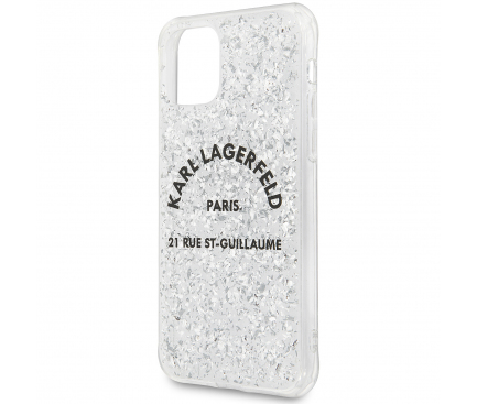 Husa TPU Karl Lagerfeld St.Guillaume Glitter pentru Apple iPhone 11 Pro Max, Argintie KLHCN65TRFGSL