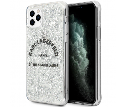 Husa TPU Karl Lagerfeld St.Guillaume Glitter pentru Apple iPhone 11 Pro, Argintie KLHCN58TRFGSL