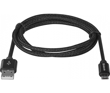 Cablu Date si Incarcare USB la MicroUSB Defender USB08-03T, 1 m, 2.1A, Negru