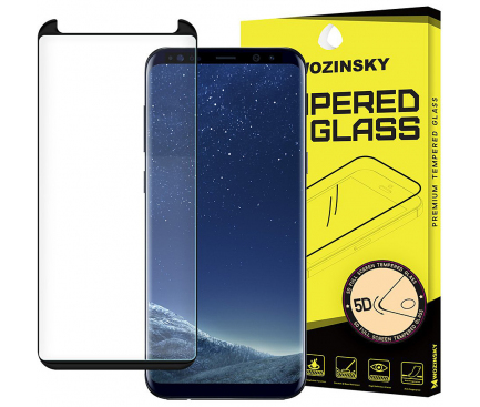 Folie Protectie Ecran WZK pentru Samsung Galaxy S9+ G965, Sticla securizata, Full Face, Full Glue, 5D, Neagra
