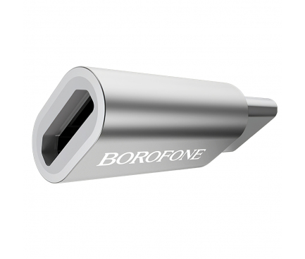 Adaptor microUSB - USB-C Borofone BV4, Argintiu