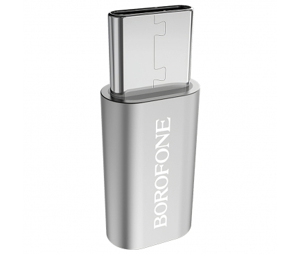 Adaptor microUSB - USB-C Borofone BV4, Argintiu