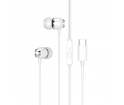Handsfree Casti In-Ear XO Design EP25, Cu microfon, USB Type-C, Alb
