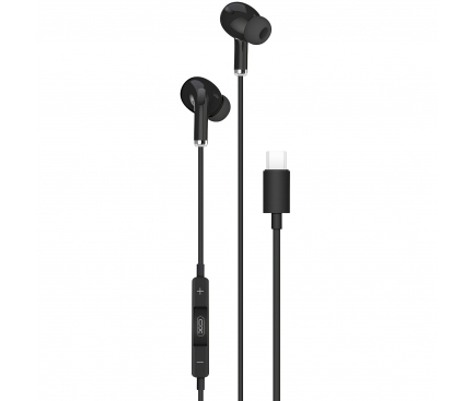 Handsfree Casti In-Ear XO Design EP23, Cu microfon, USB Type-C, Negru