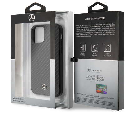Husa Fibra Carbon MERCEDES Dynamic pentru Apple iPhone 12 mini, Neagra MEHCP12SRCABK