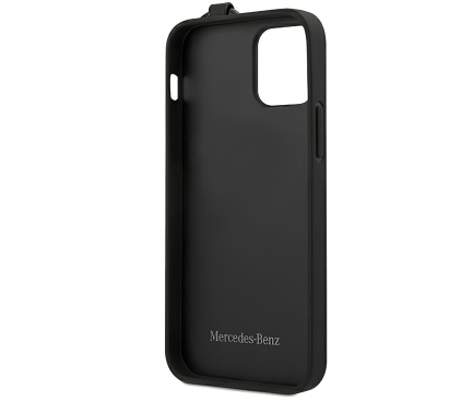Husa pentru Apple iPhone 12 mini, MERCEDES, Leather Hand Strap, Neagra MEHCP12SLSSBK